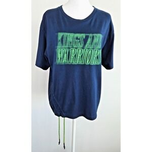 Issue Navy Blue Green Graphic T-shirt Neon Green Strings Gorpcore Streetwear Fun